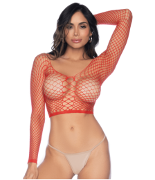 2 en 1 Top ou pantalon en résille rouge - MAL1120RED